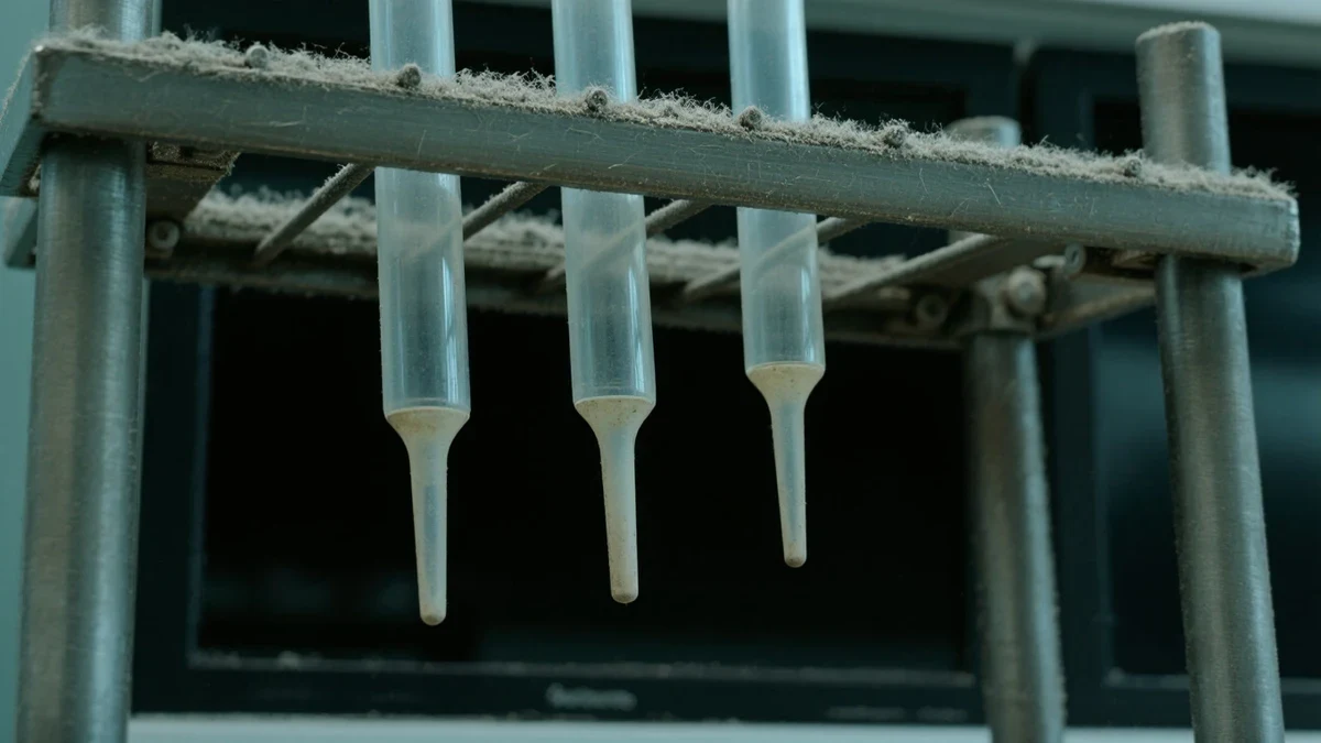 A technician's gloved hands lifting a plate of bacterial colonies from an incubator, condensation on plastic, cool teal laboratory lighting.